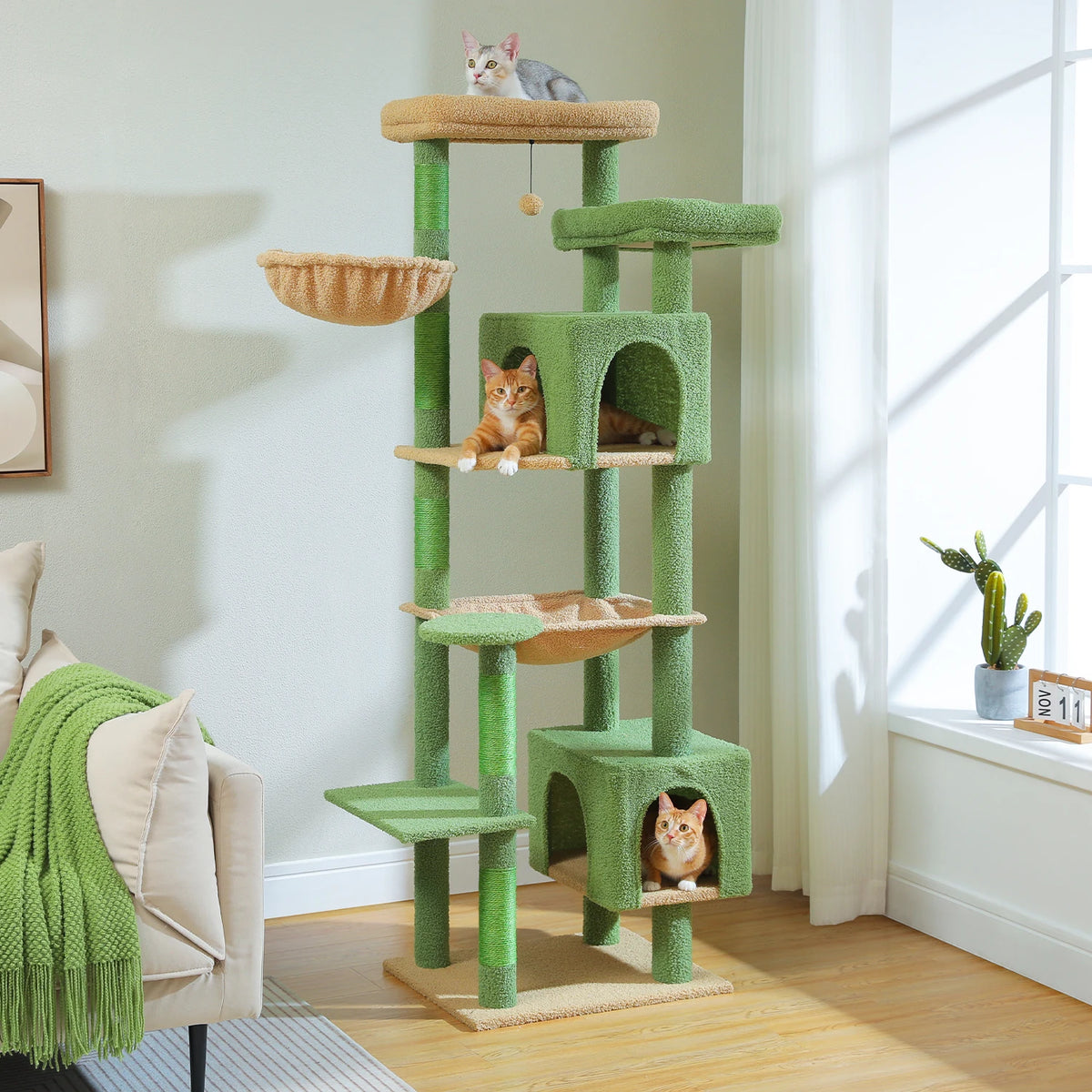 Tall Cat Tree With Large Hammock And Scratching Posts Indoor Tower