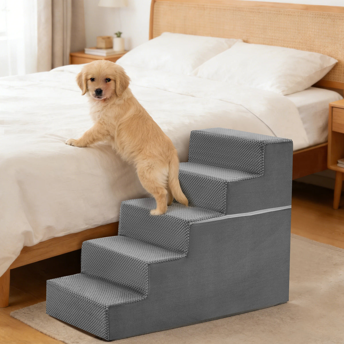 Non Slip Foam Dog Stairs And Right Angle Pet Ramp For Indoor Home Use