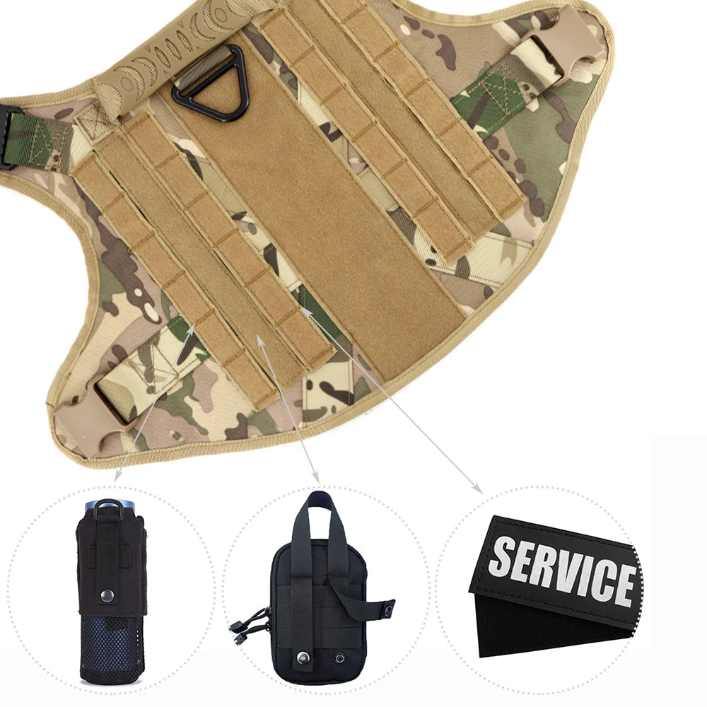 Tactical Dog Harness With Leash Set Padded Nylon Quick Release