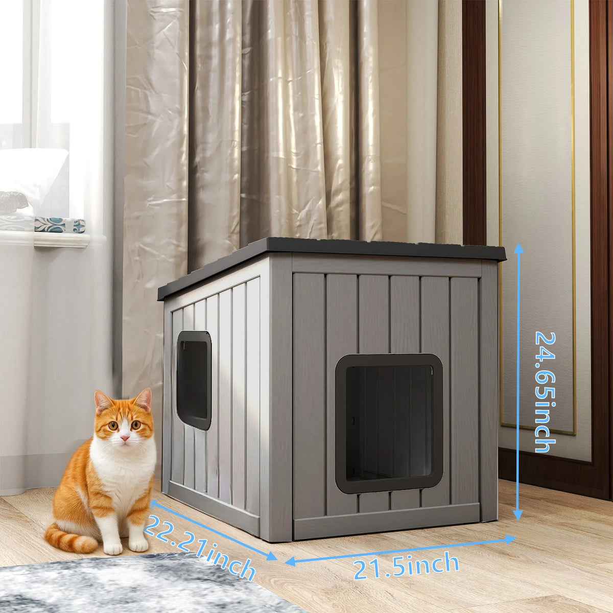 Weatherproof Plastic Pet Cabin With Sloped Drainage Roof