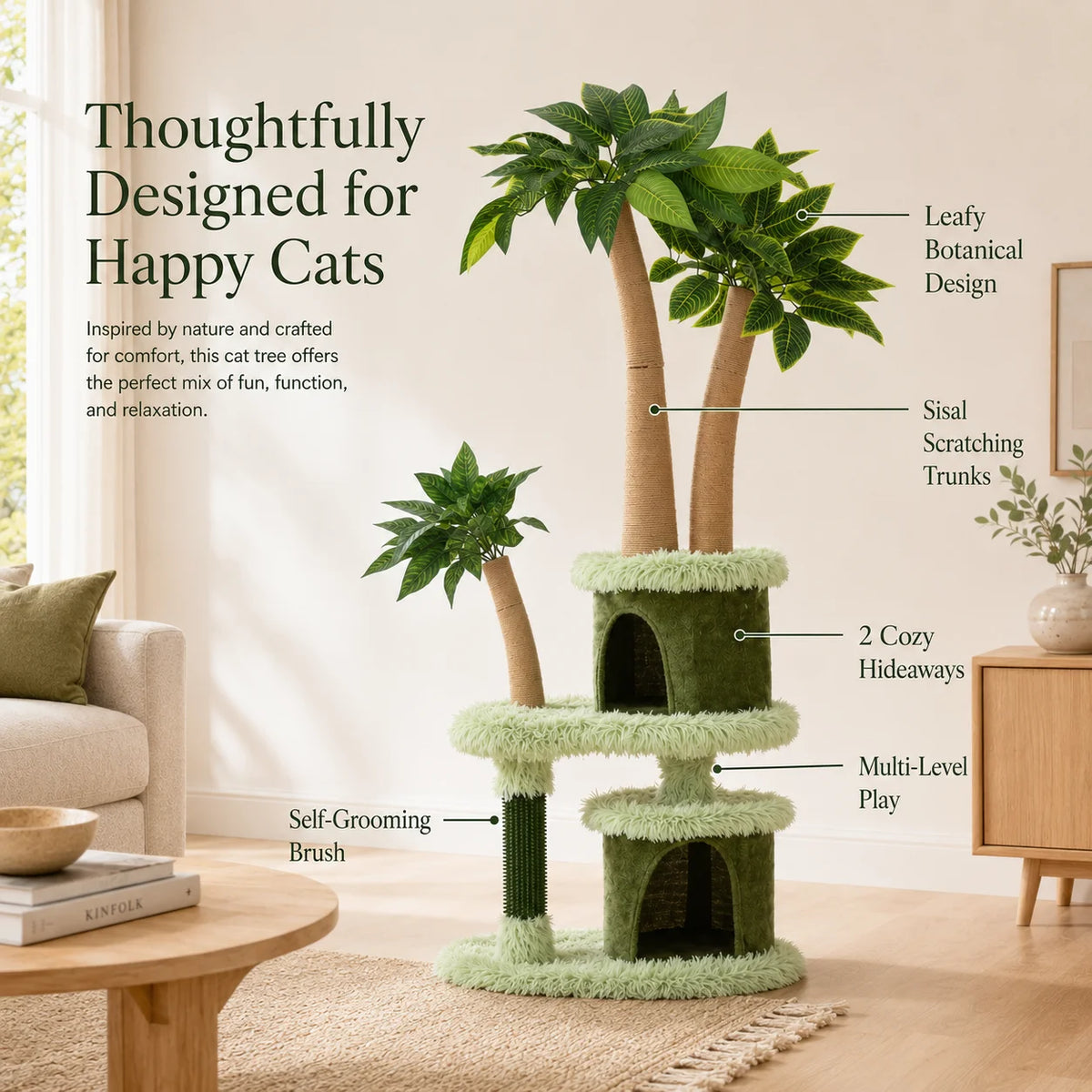 Double Tier Cat Tree With Fun Platform And Scratching Post