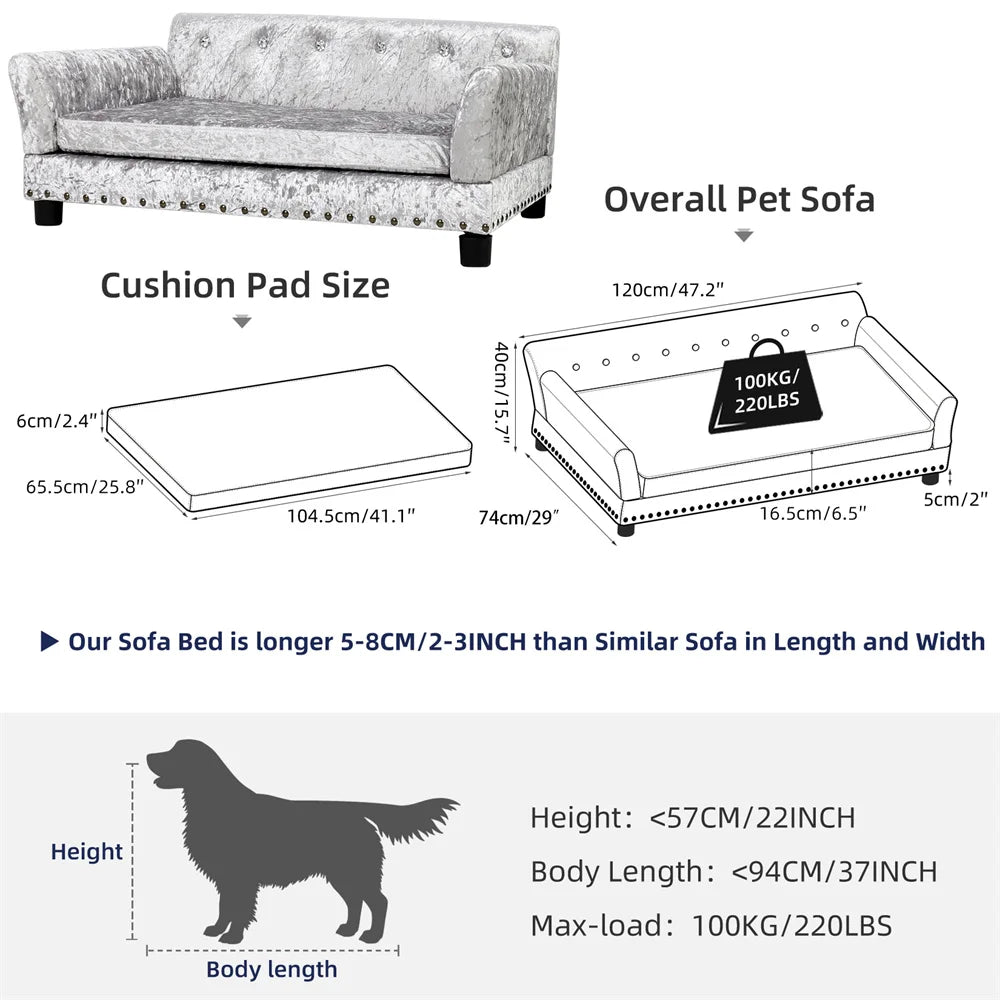 Heavy Duty Raised Pet Sofa Bed With Removable Velvet Cover