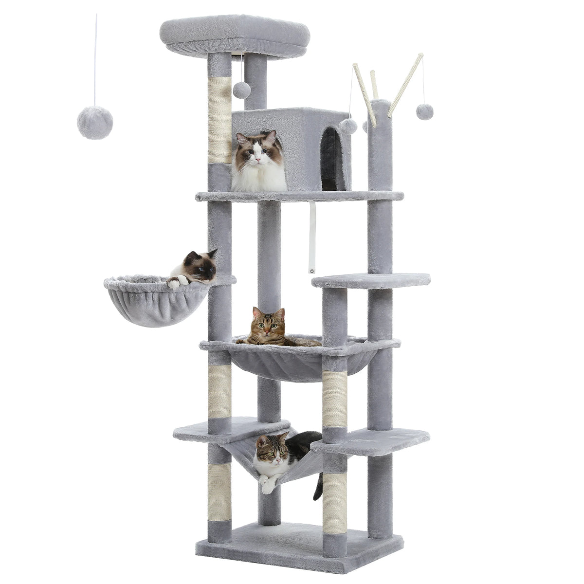 Heavy Duty Cat Tree Tower With Scratching Posts And Sleeping Condos For Cats