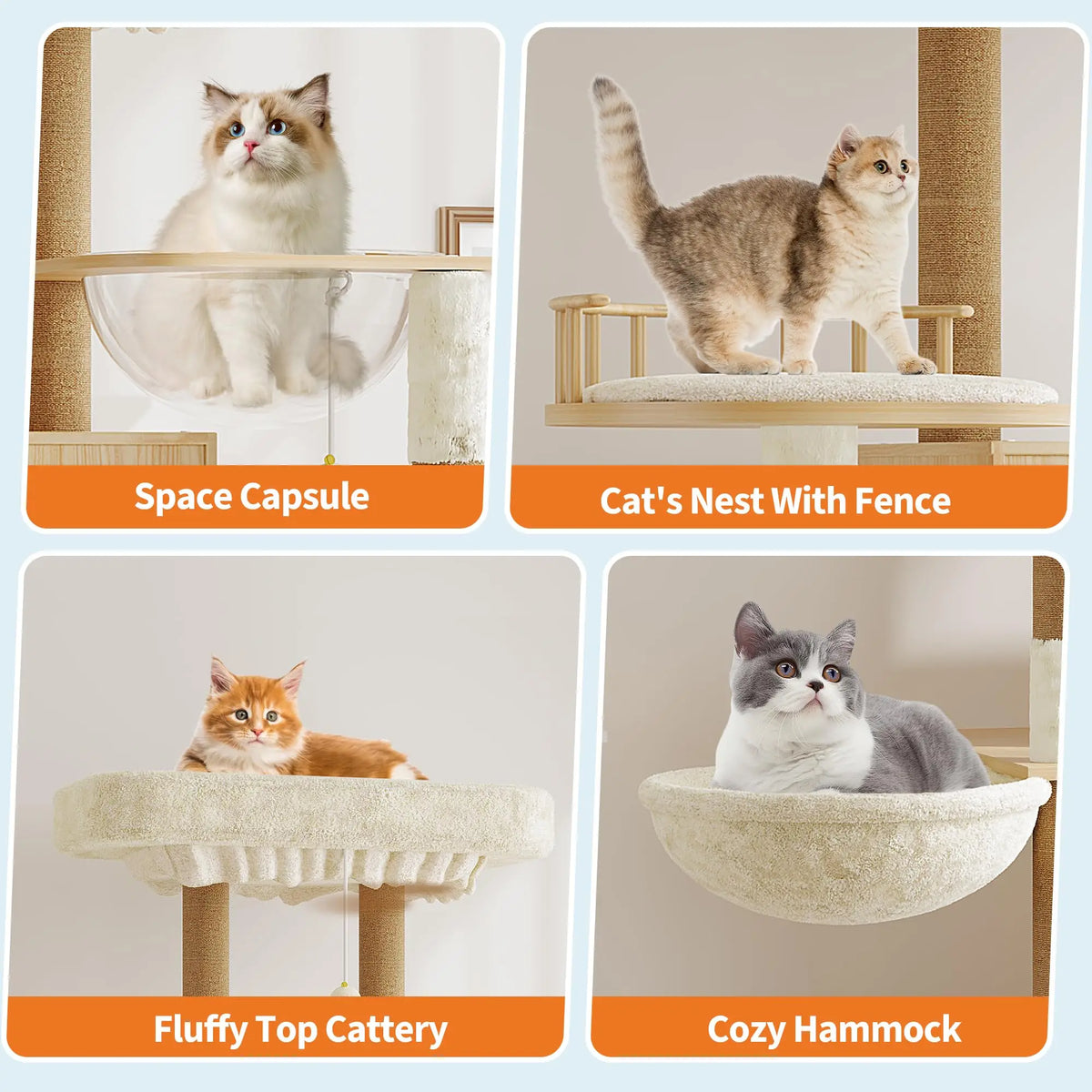 Multi-Level Cat Tree With Hidden Litter Box Enclosure And Scratching Posts