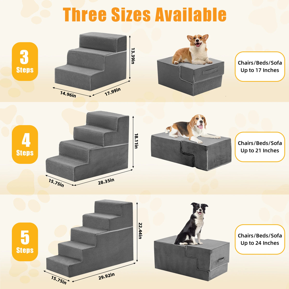 Non Slip Foam Dog Stairs And Right Angle Pet Ramp For Indoor Home Use