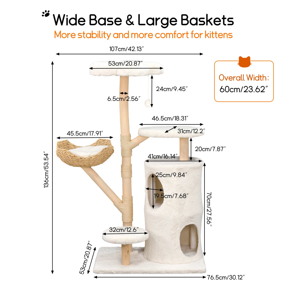 Double Tier Cat Condo With Sisal Scratching Posts And Wood Frame