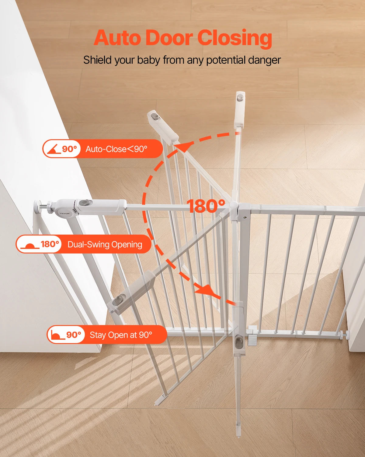 Pressure Mount Walk Thru Baby And Dog Gate With Secure Doorway