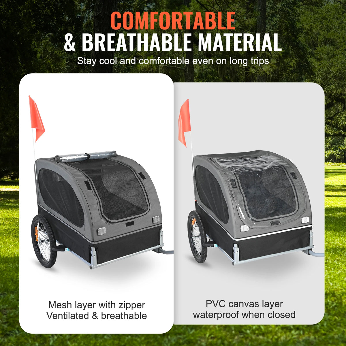 SucceBuy 88 lbs Dog Bike Trailer Pet Cart Bicycle Carrier with Wheels Coupler Reflectors Flag Collapsible to Store for Dogs