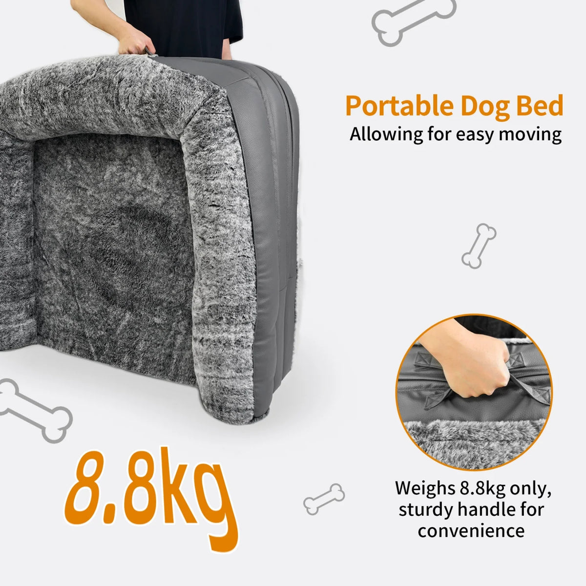 Foldable Orthopedic Human Pet Bed With Removable Plush Bolster