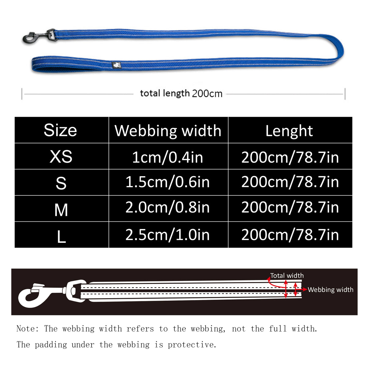Soft Reflective Padded Nylon Dog Leash For Walking And Training