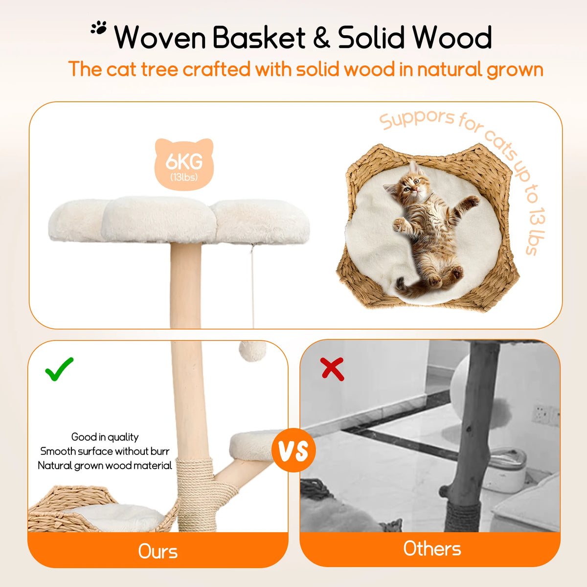 Double Tier Cat Condo With Sisal Scratching Posts And Wood Frame
