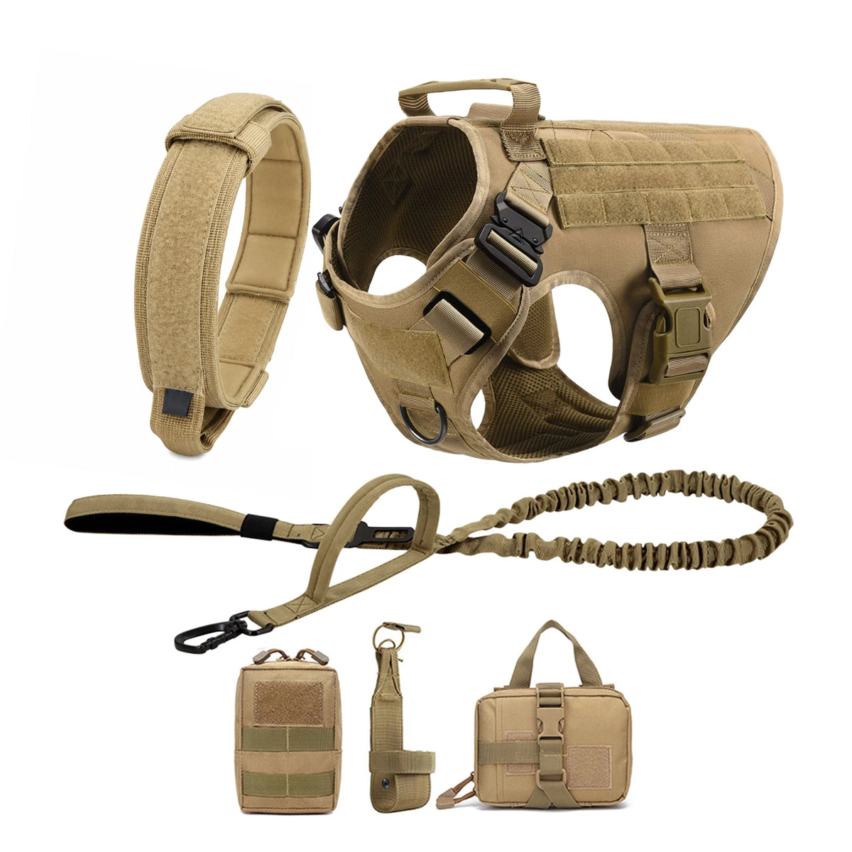 Tactical Dog Harness With Molle Pouches Quick Release Walking Vest