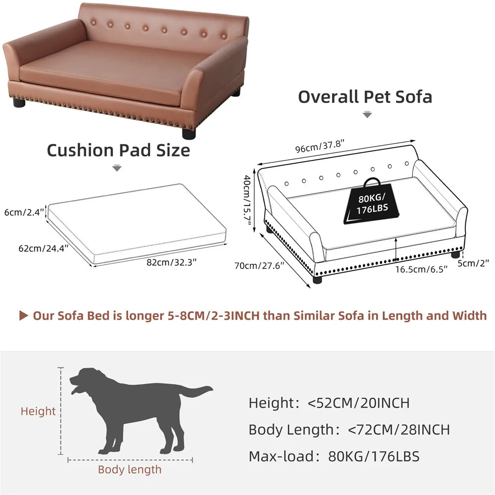 Heavy Duty Raised Pet Sofa Bed With Removable Velvet Cover