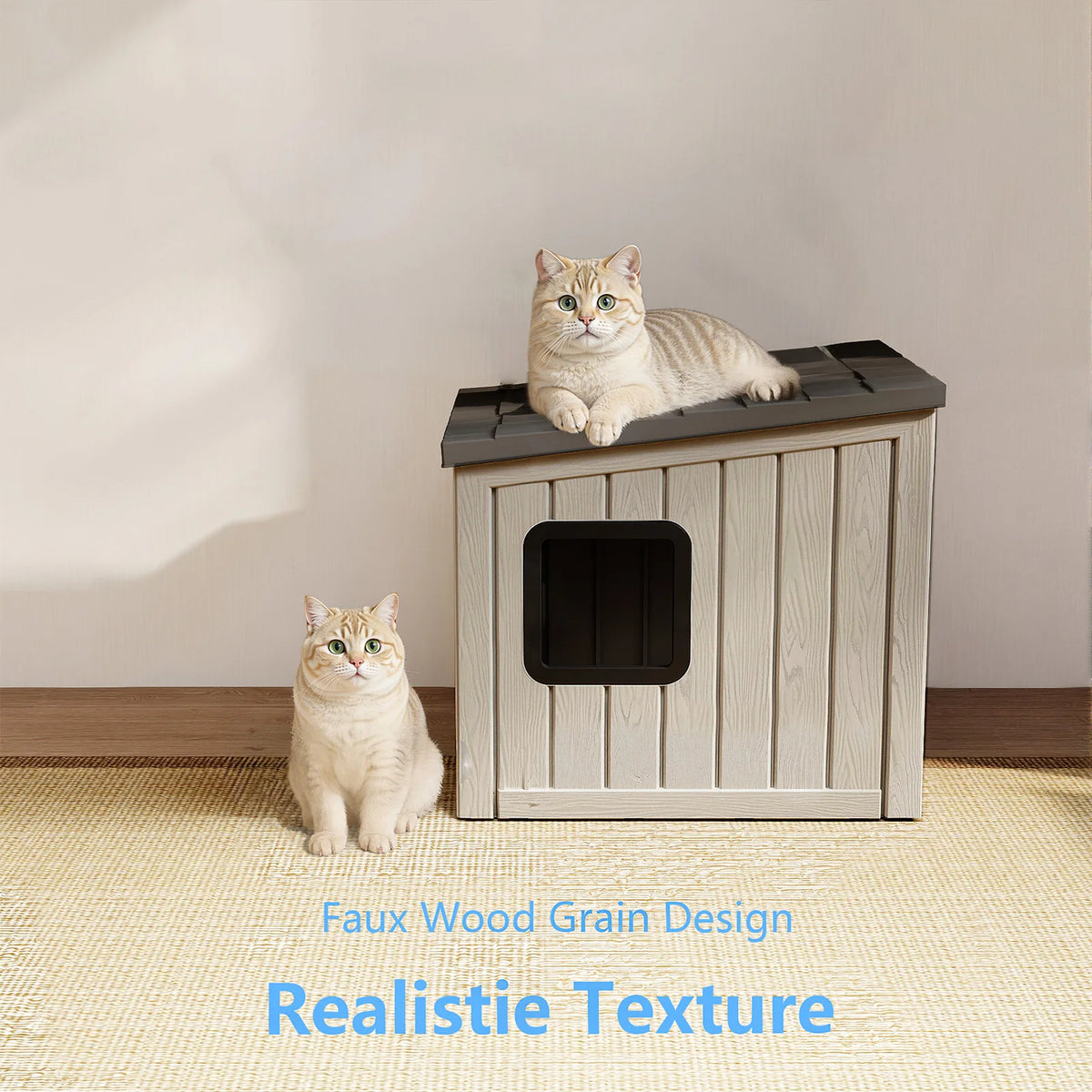 Weatherproof Plastic Pet Cabin With Sloped Drainage Roof