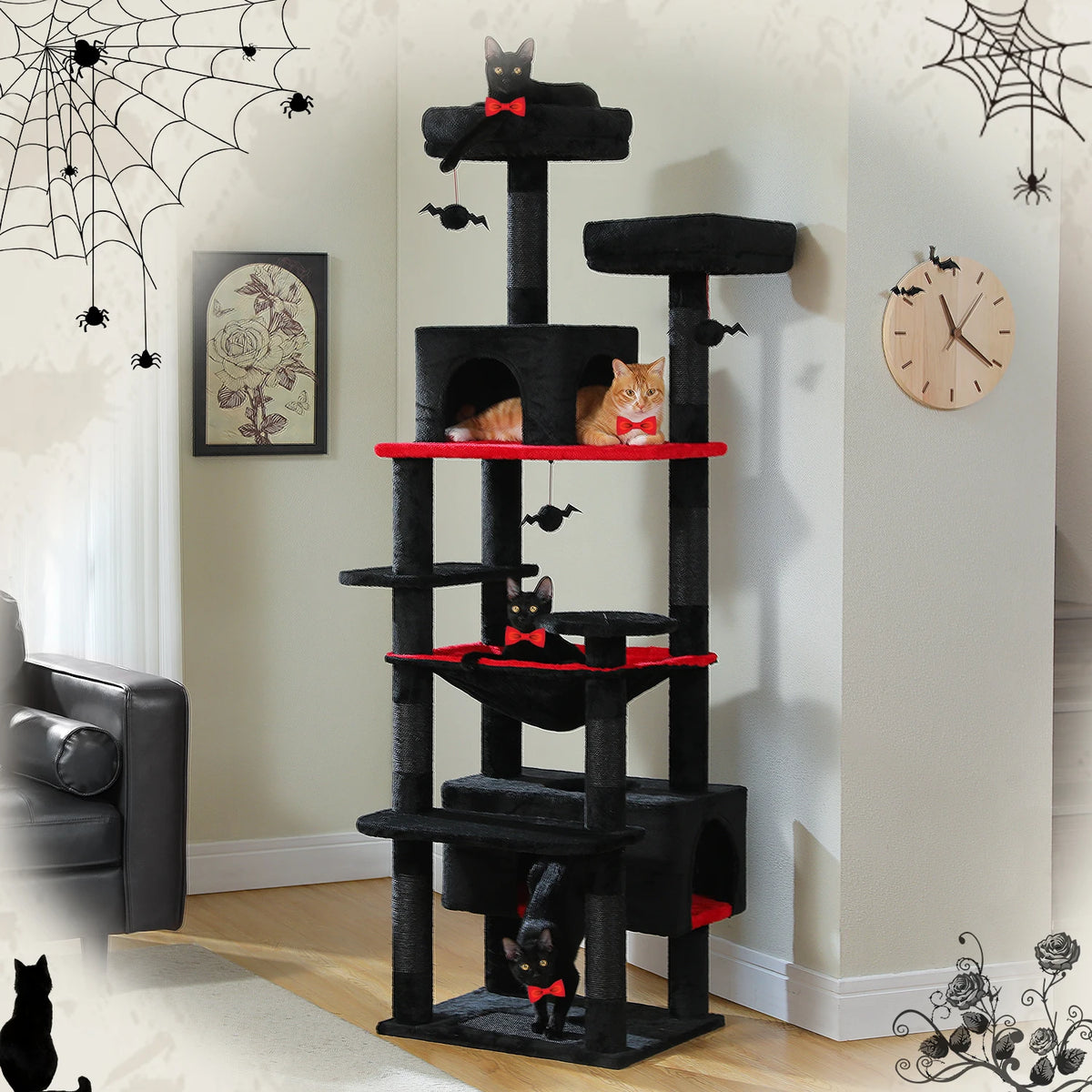 Large Cat Tree Tower With Sisal Scratching Posts Hammock And Condos