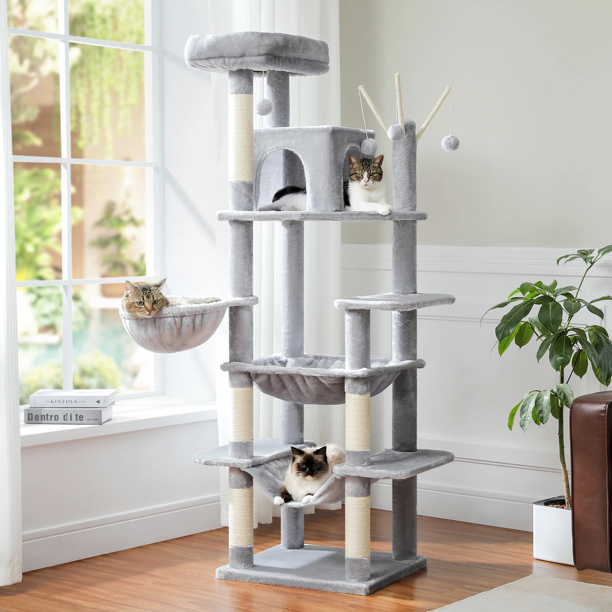 Heavy Duty Cat Tree Tower With Scratching Posts And Sleeping Condos For Cats