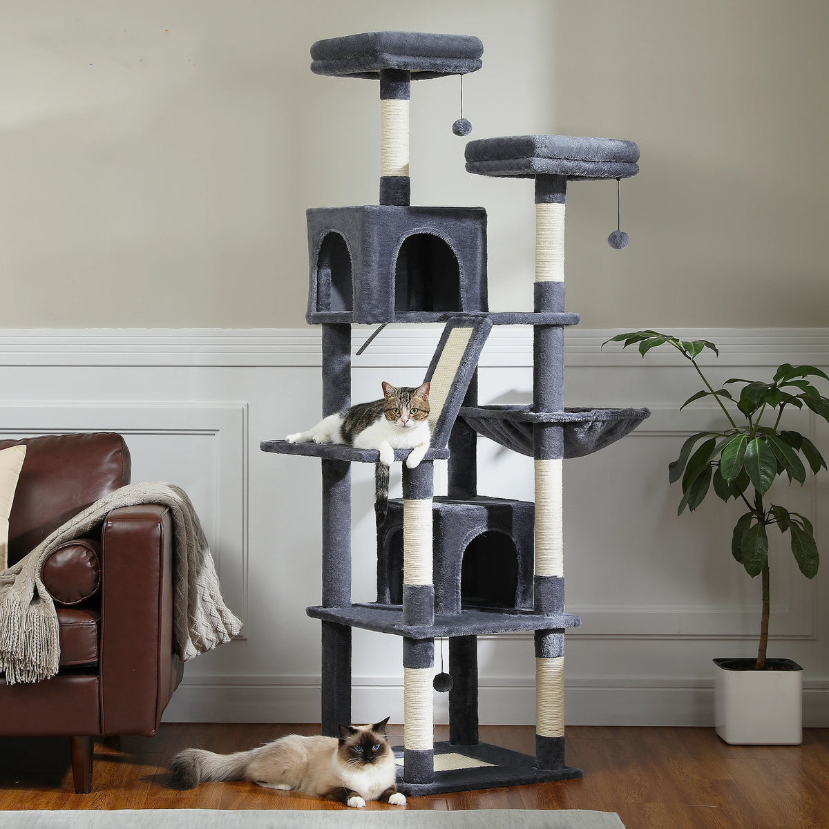 Heavy Duty Cat Tree Tower With Scratching Posts And Sleeping Condos For Cats
