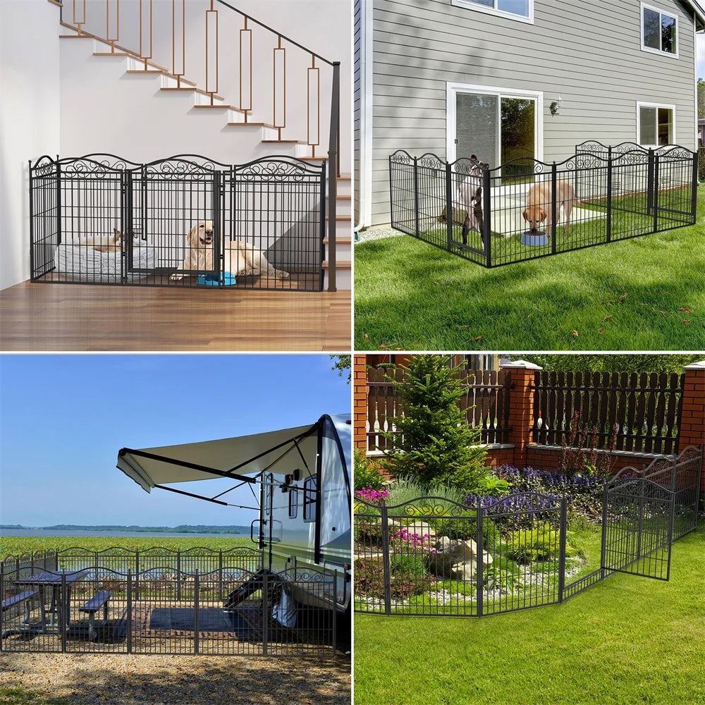 Heavy Duty 8 Panel Metal Dog Playpen With Secure Entry Door