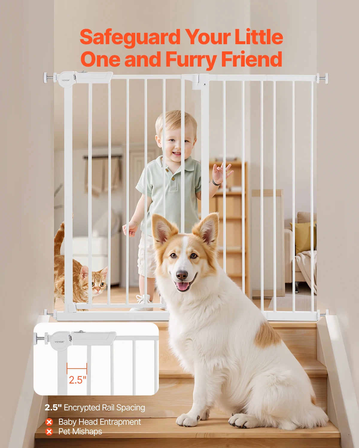 Pressure Mount Walk Thru Baby And Dog Gate With Secure Doorway