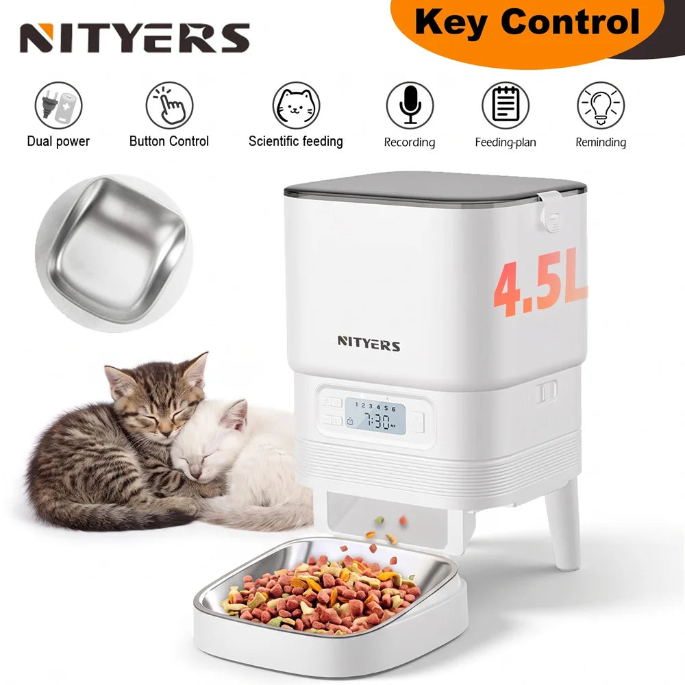 Automatic Timed Pet Feeder With Stainless Steel Bowl and Portion Control