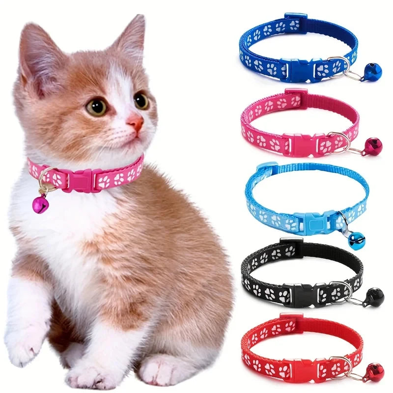 Adjustable Cat Collar With Bell And Decorative Ribbon For Pets And Kittens