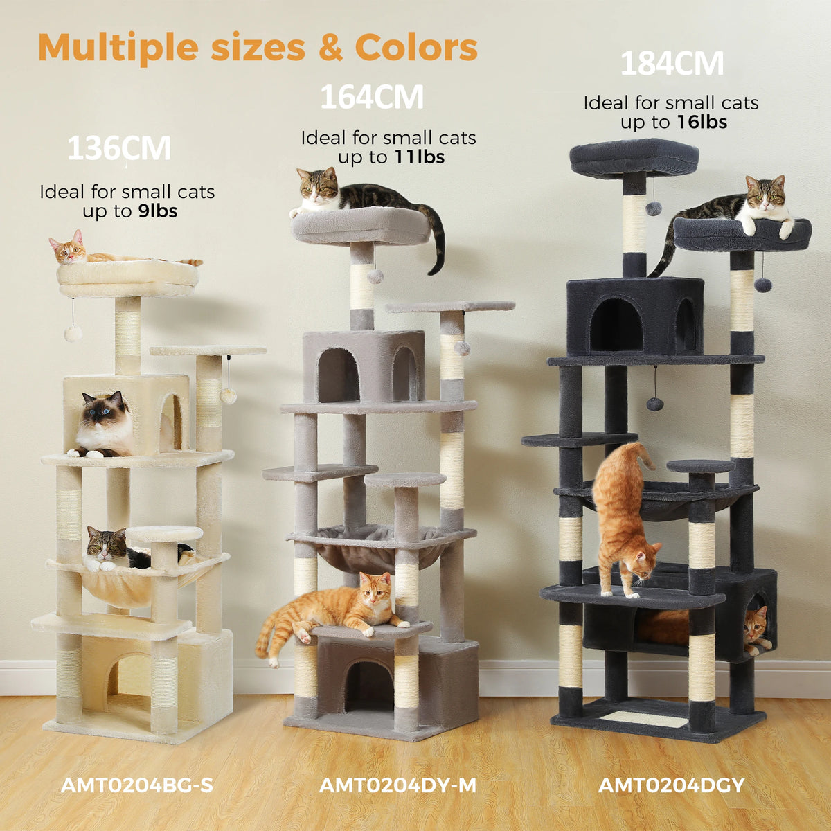 Large Cat Tree Tower With Sisal Scratching Posts Hammock And Condos