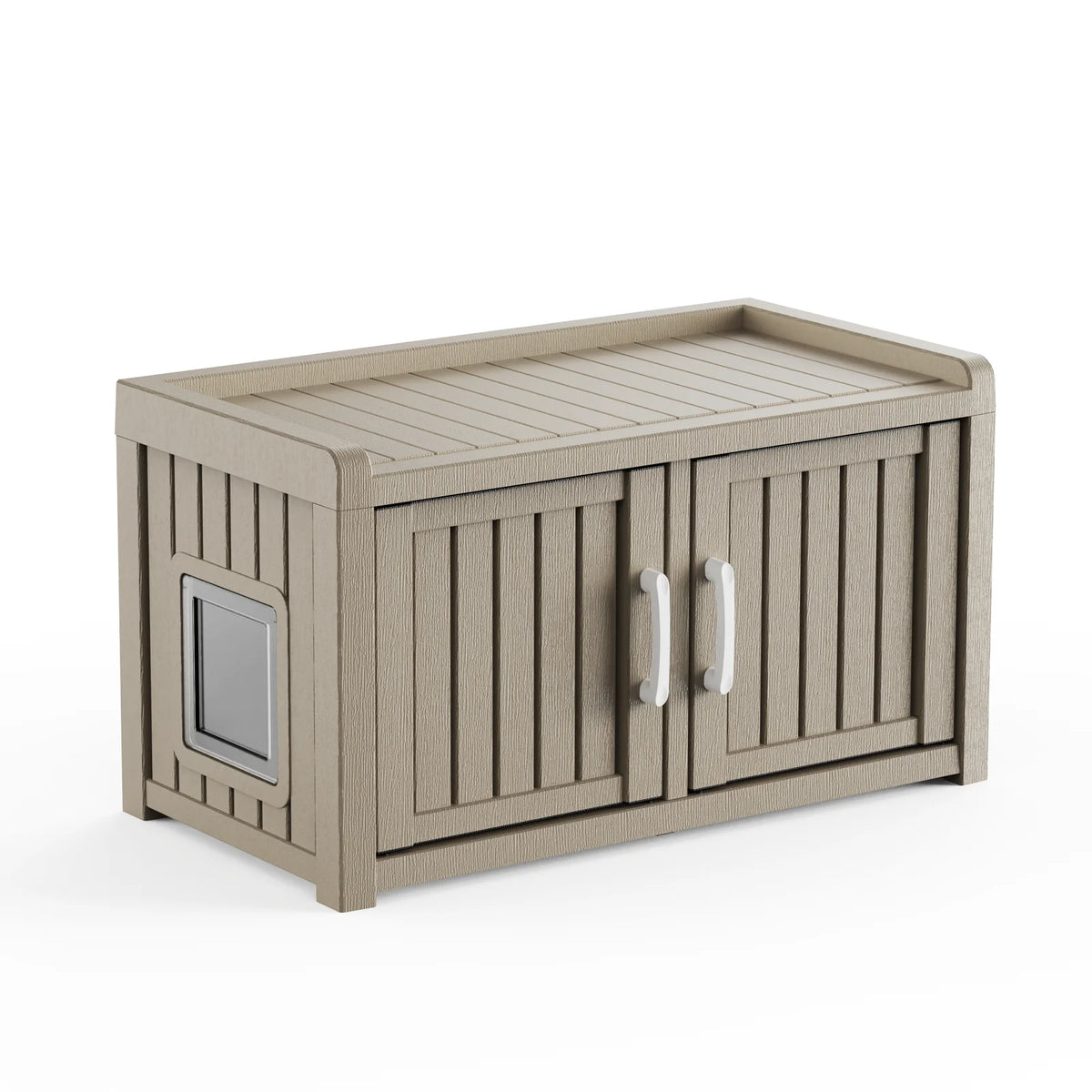 All Weather Double Door Resin Cat House For Indoor And Outdoor Pets