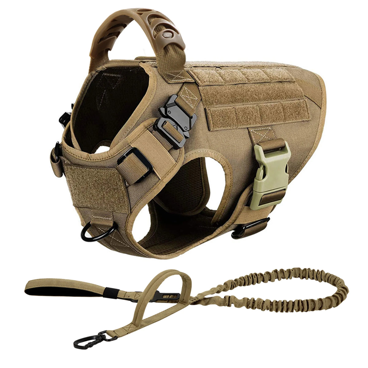 Tactical Dog Harness Leash Set With Padded Handle For Large Dogs