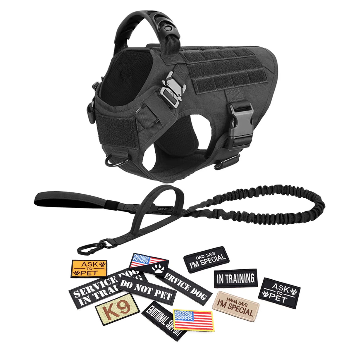 Tactical Dog Harness Vest Training Gear With Quick Release And Padding