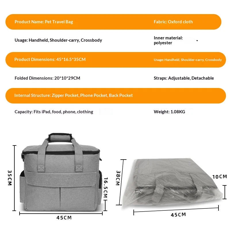 Large Capacity Dog and Cat Food Backpack, Pet Travel Bag, Foldable Snack Pouch, Portable Crossbody Dog and Cat Carrier dog bag cat bag pet backpack