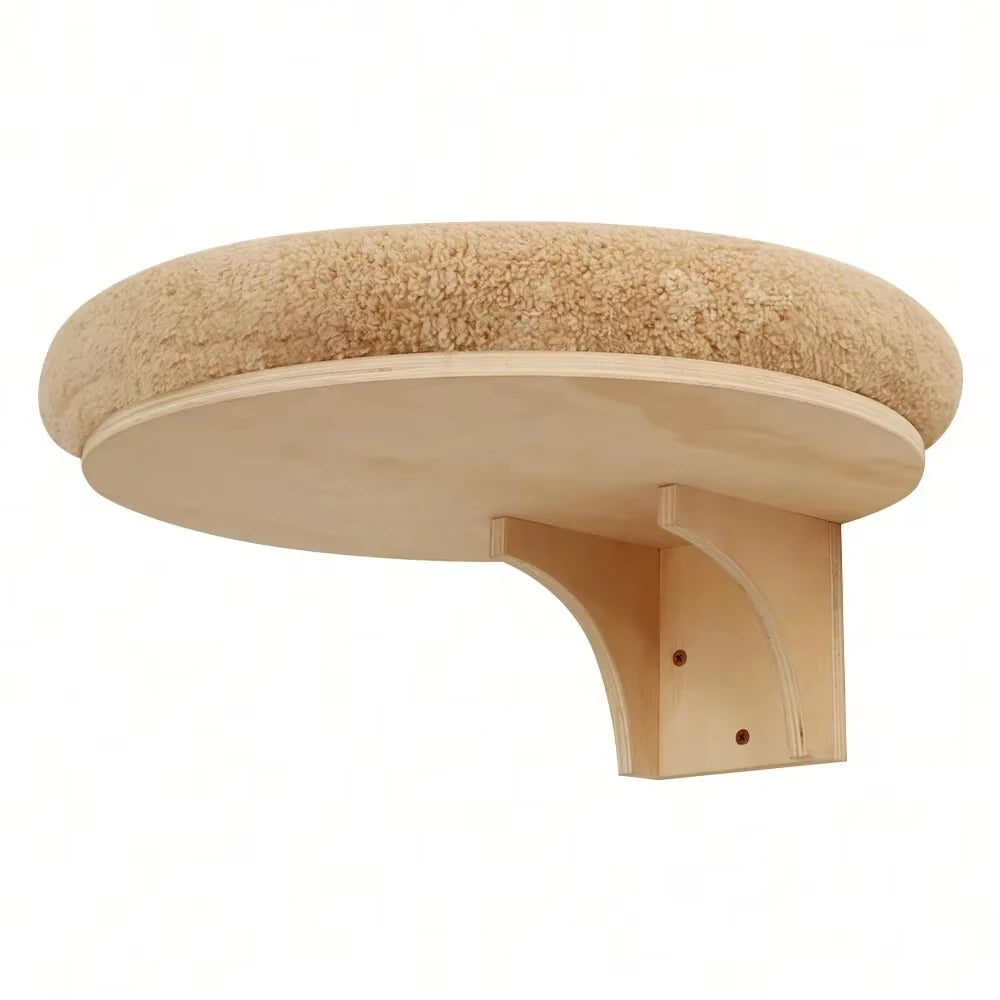 Cat Wall Mounted Wooden Hammock With Scratching Post And Climbing Ladder