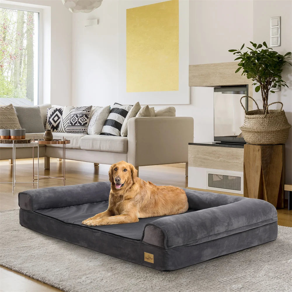 Calming Orthopedic Memory Foam Dog Bed With Plush Removable Sofa Cover