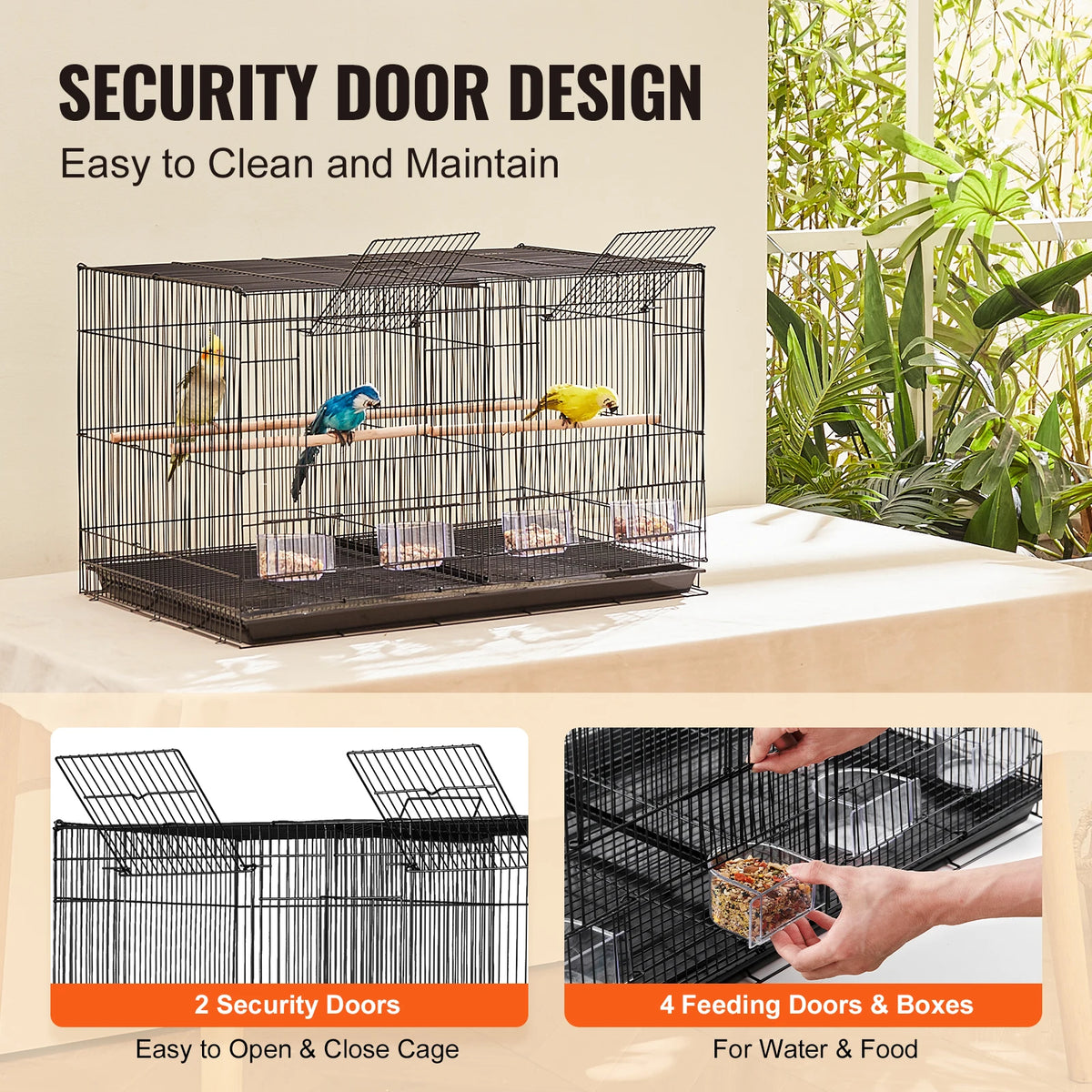 Stackable Divided Bird Cage With Travel Handle And Secure Door