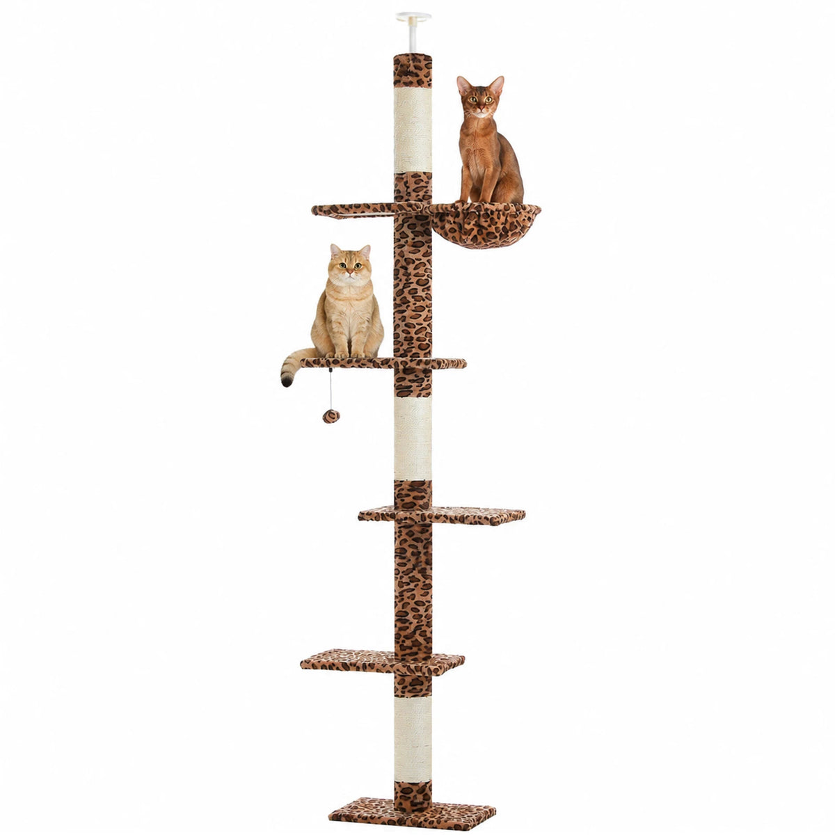 Floor to Ceiling Cat Tree with Sisal Scratching Posts and Hammock