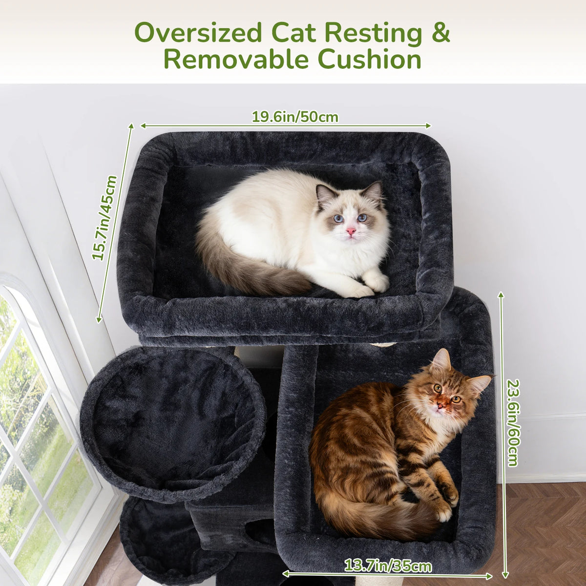 Globlazer 84 Inch Extra Large Cat Tree for Large Cats Multi-Level Big Cat Condo with 14 Sisal Scratching Posts 3 Hammocks Dark Grey