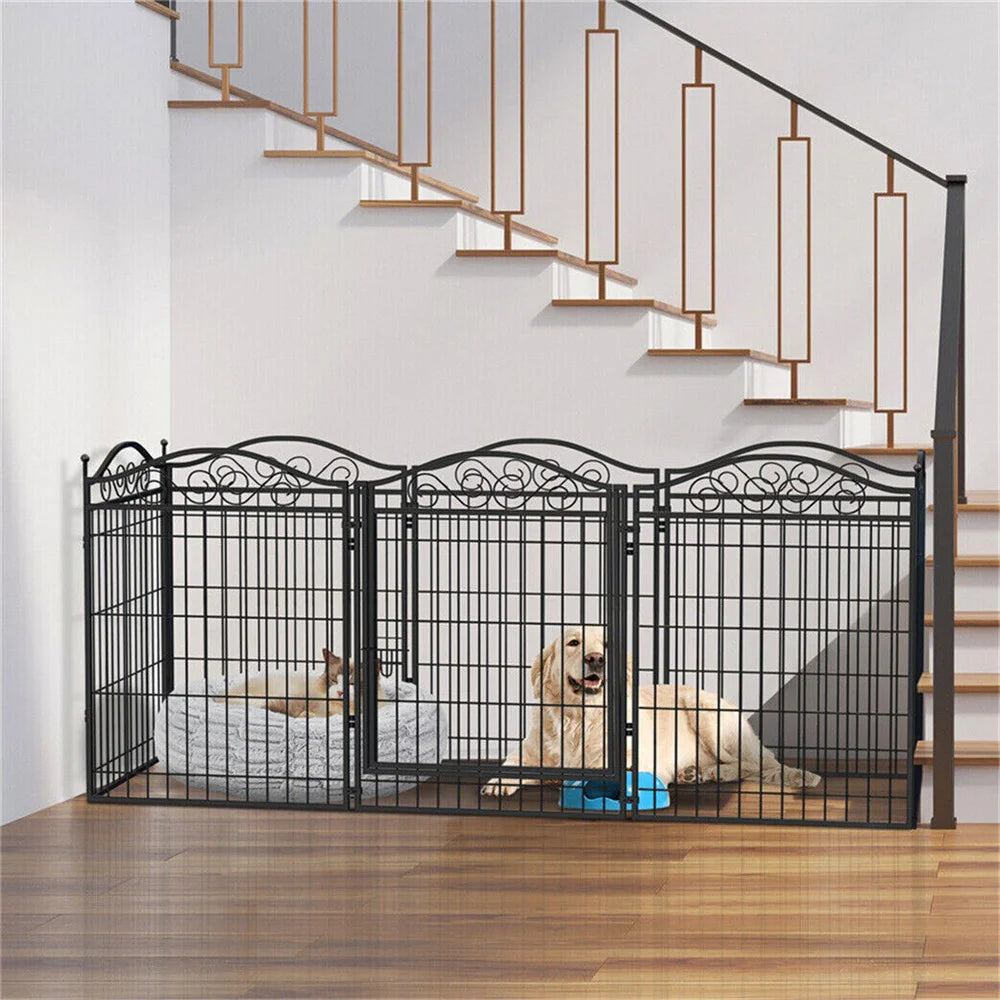 Heavy Duty 8 Panel Metal Dog Playpen With Secure Entry Door