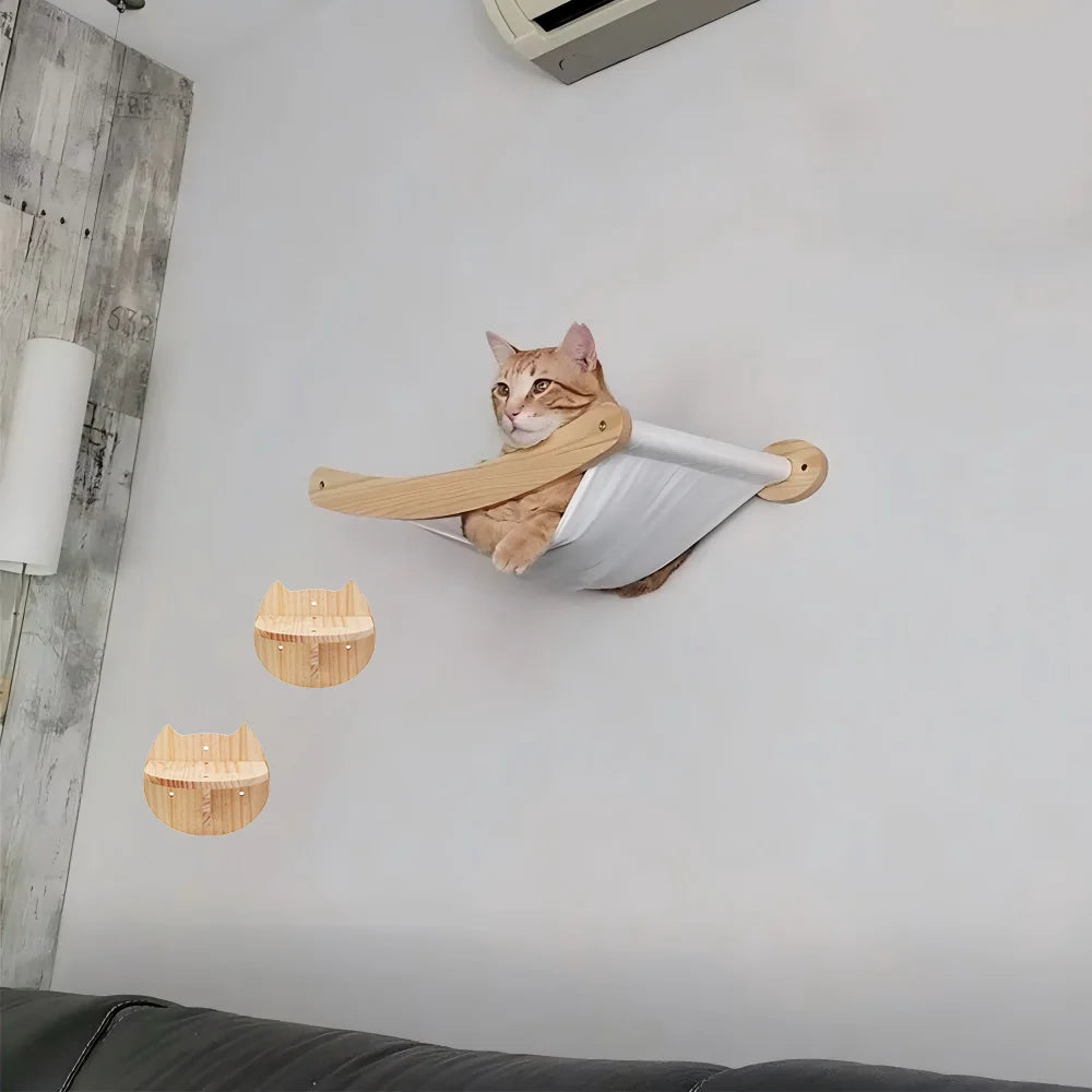 Wall Mounted Cat Hammock Climbing Shelf With Sisal Scratching Rope