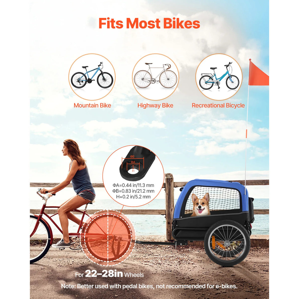 Universal Dog Bike Trailer Pet Carrier With Quick Release Wheel