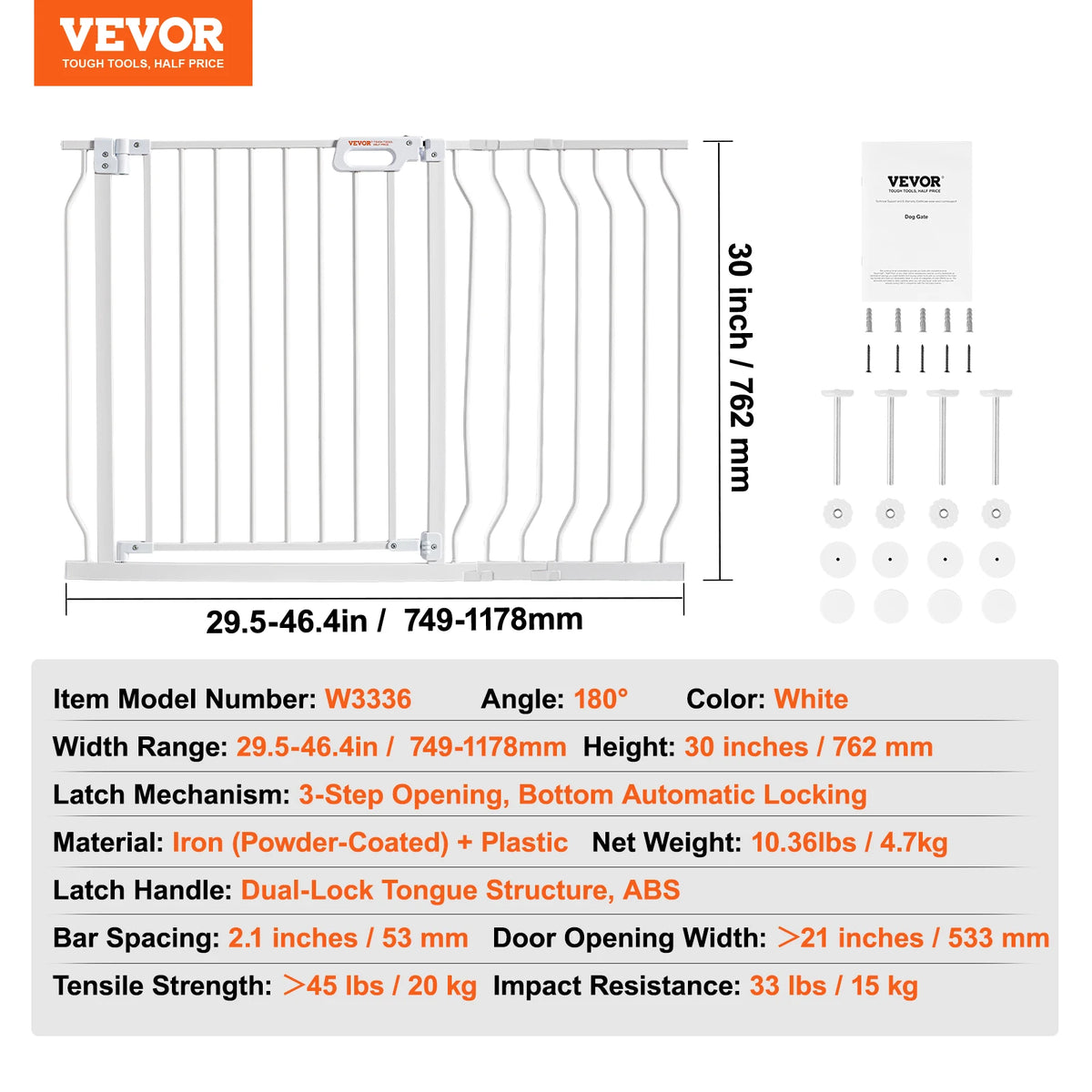Pressure Mount Walk Thru Baby And Dog Gate With Secure Doorway