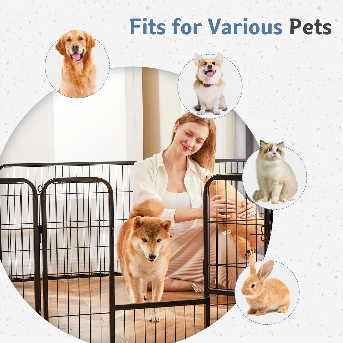 Metal Dog Playpen Foldable Exercise Fence For Indoor And Outdoor Use