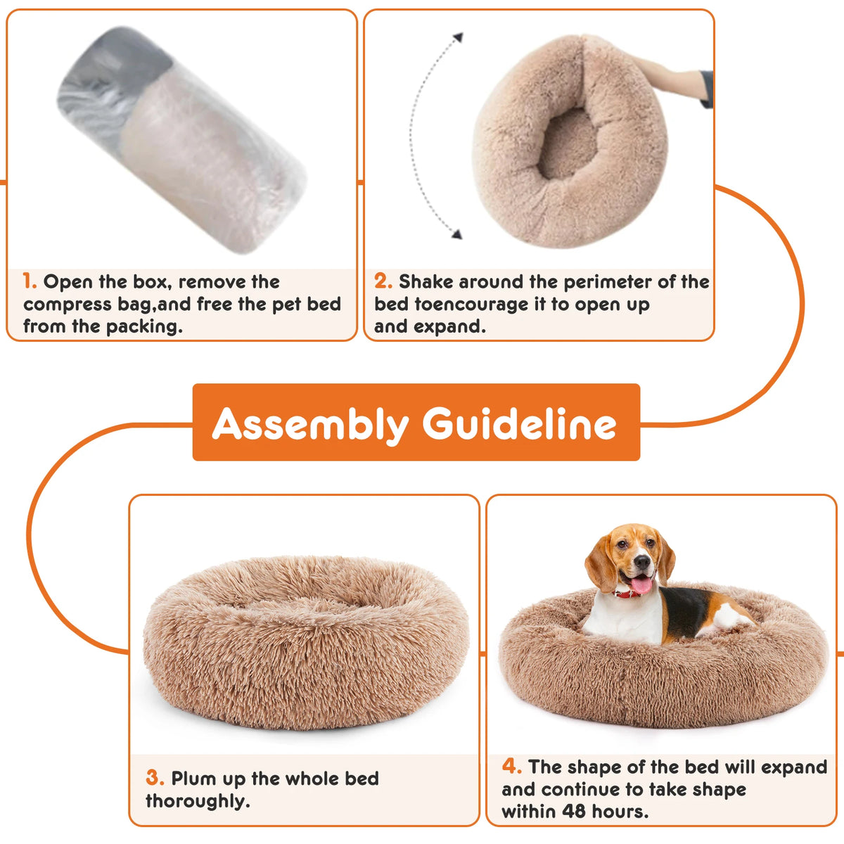 Round Calming Dog Bed With Washable Coral Fleece And Non Slip Base