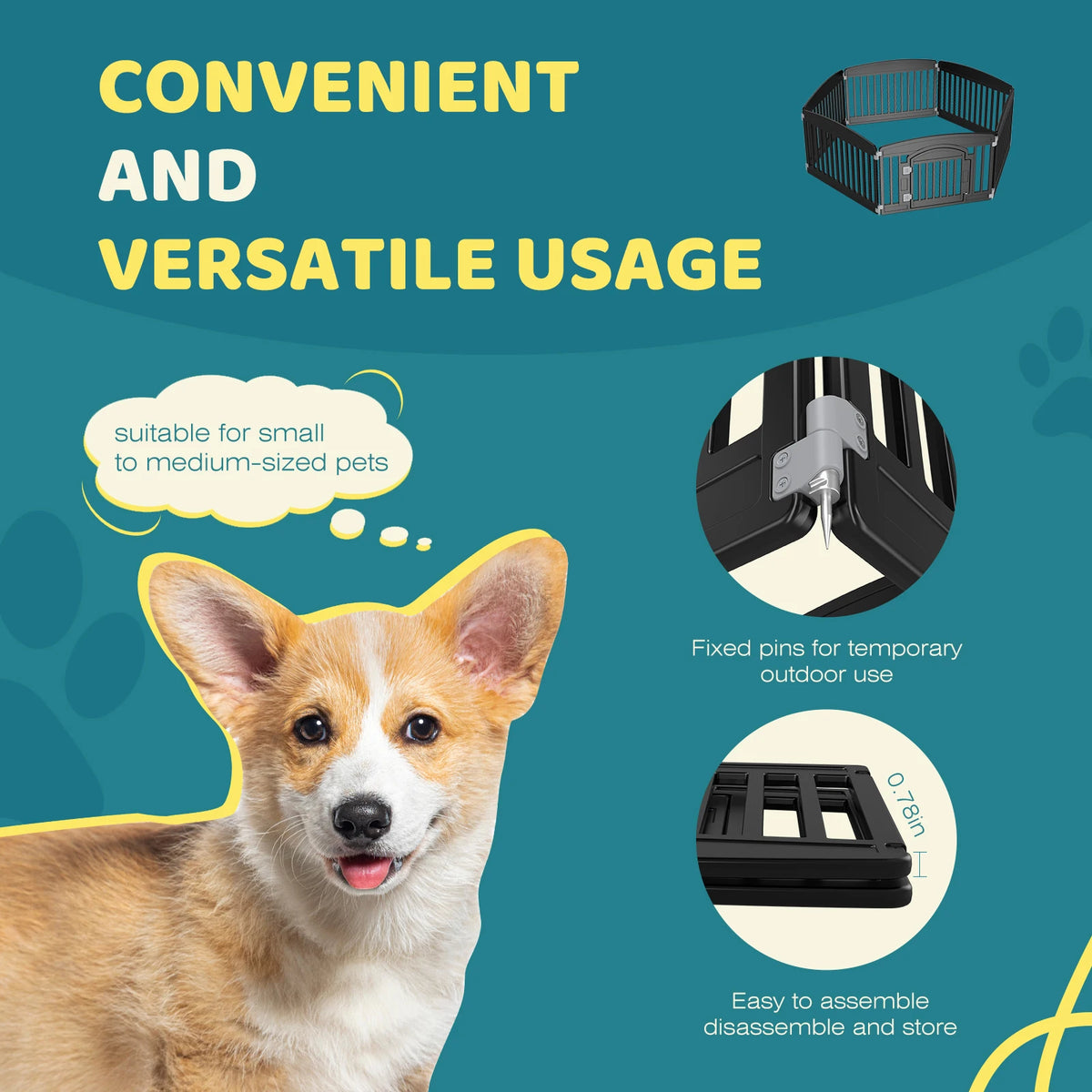 Foldable Expandable Plastic Dog Playpen Portable Pet Fence