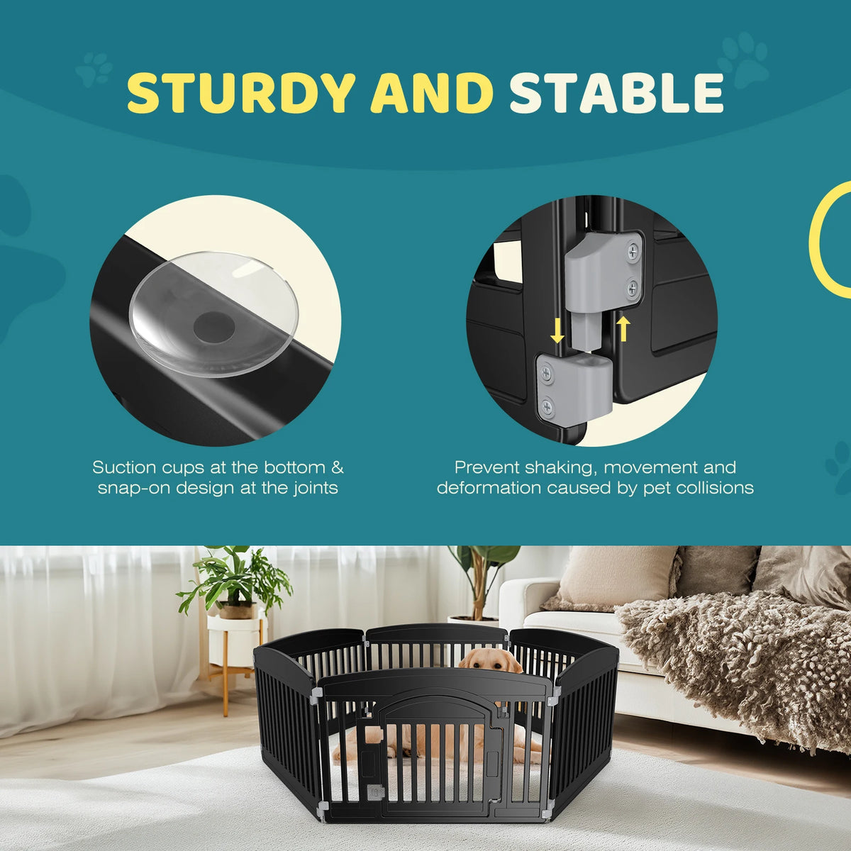 Foldable Expandable Plastic Dog Playpen Portable Pet Fence