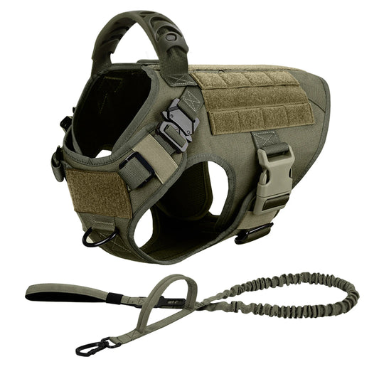 Tactical Dog Harness Leash Set With Padded Handle For Large Dogs