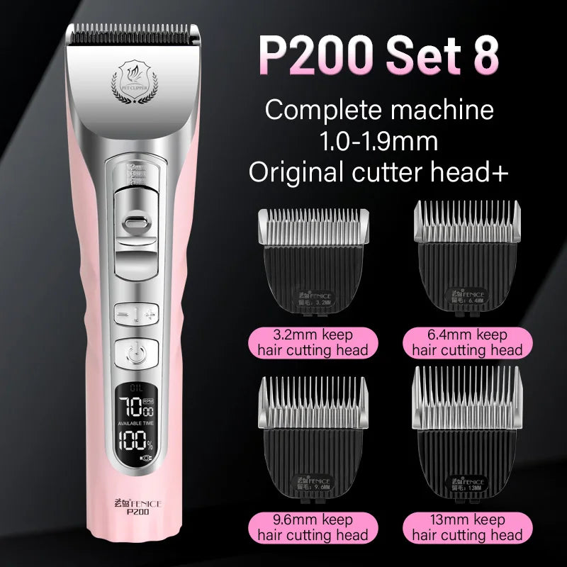Cordless Dog Hair Trimmer LCD Screen Rechargeable Pet Grooming Clipper Shaver