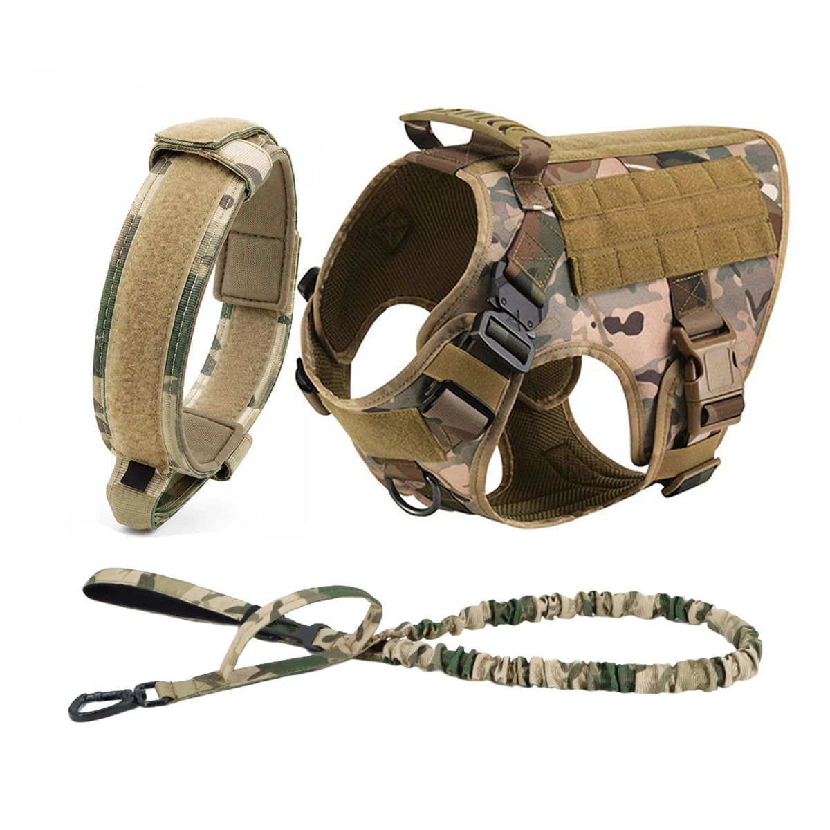 Tactical Dog Harness With Molle Pouches Quick Release Walking Vest