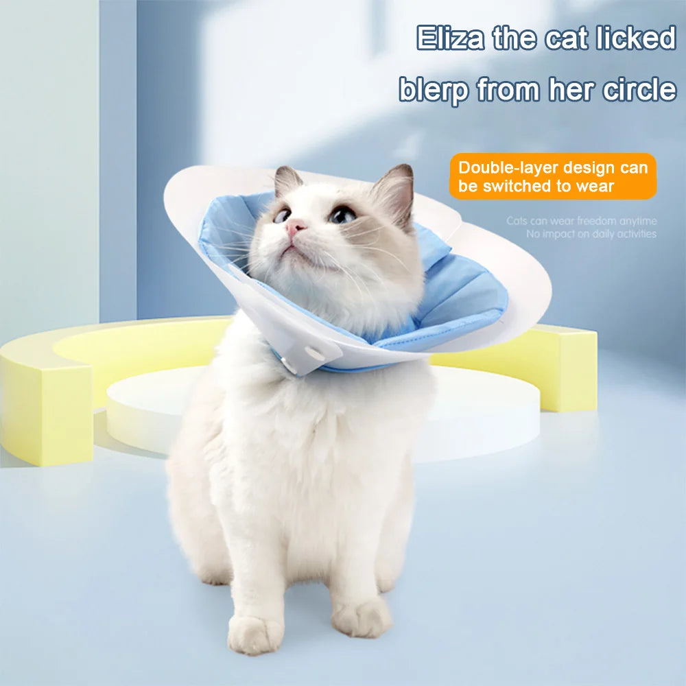 Soft Cat Recovery Collar with Adjustable Dual Wear Design, Protective Elizabethan Cone for Cats
