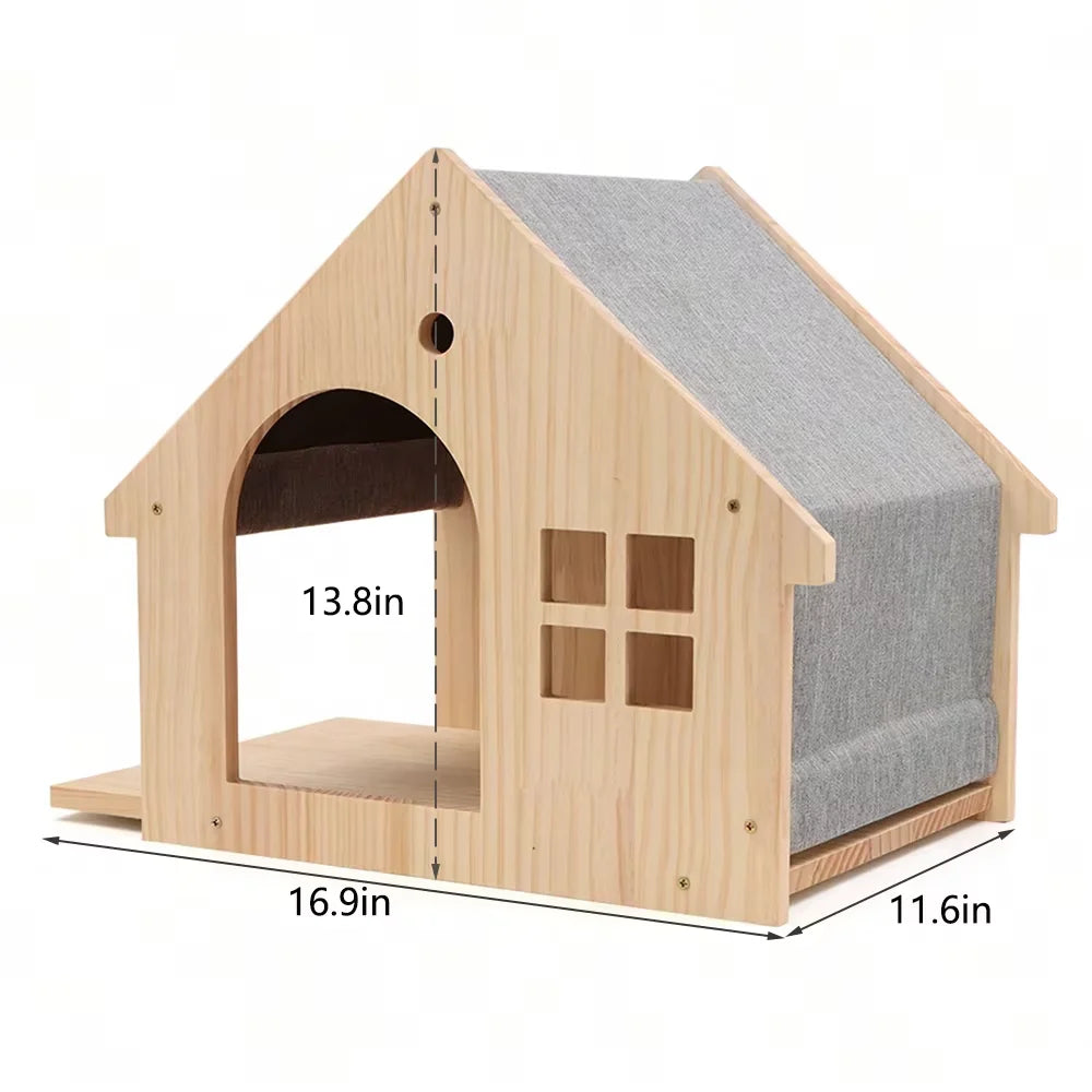 Wall Mounted Wooden Cat Condo And Climbing Shelf For Resting