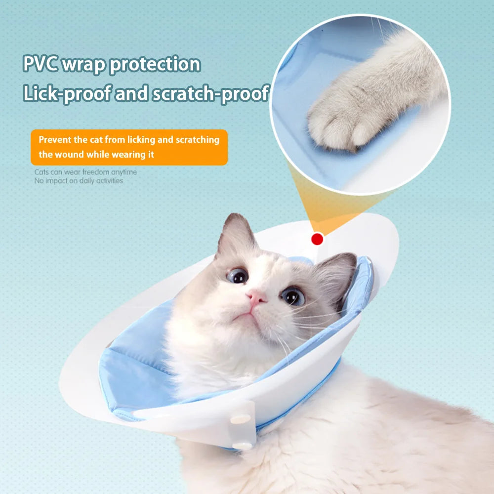 Soft Cat Recovery Collar with Adjustable Dual Wear Design, Protective Elizabethan Cone for Cats