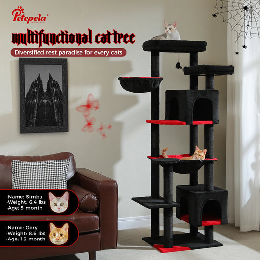 Tall Cat Tree With Large Hammock And Scratching Posts Indoor Tower